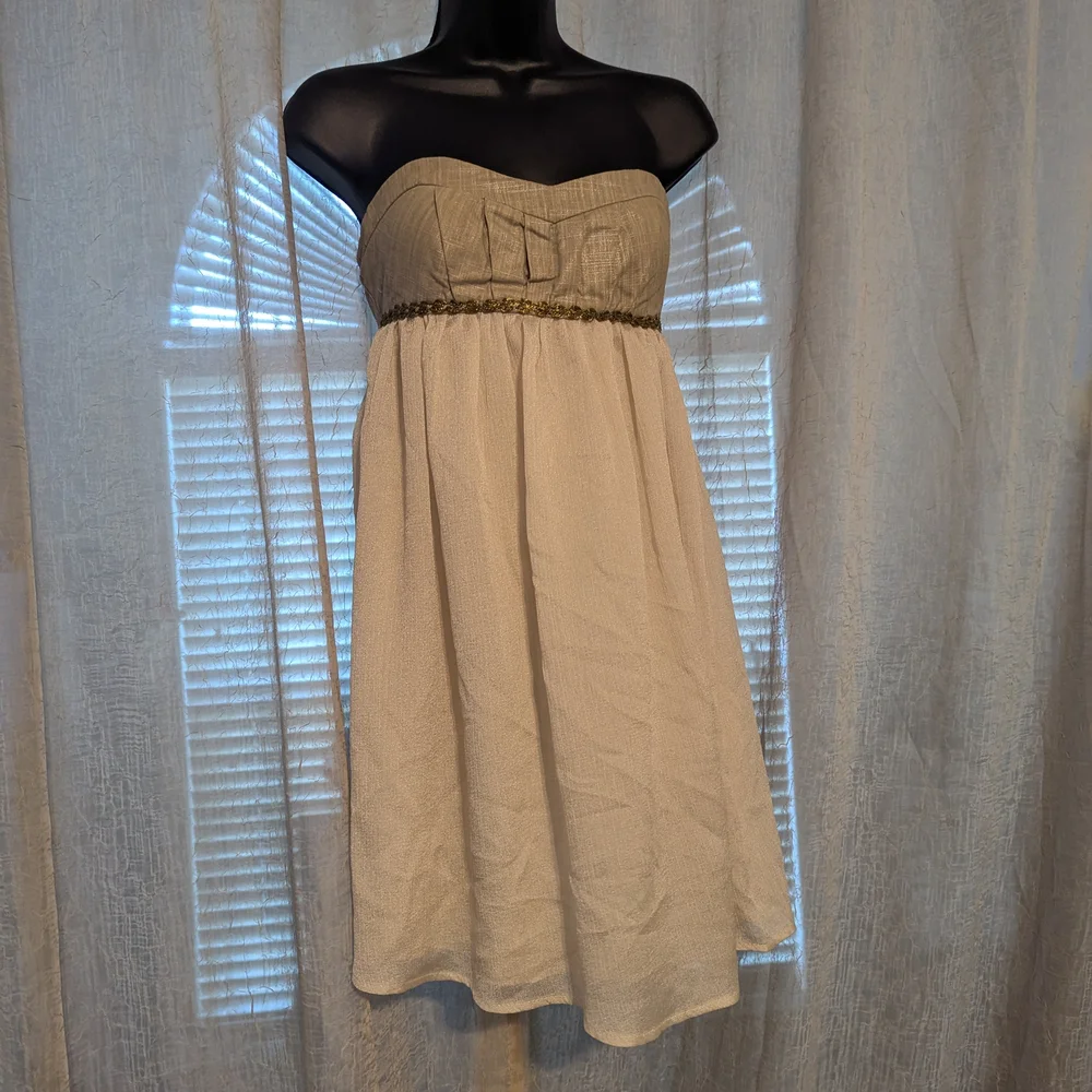 Charlotte Russe Gold Cream Strapless Dress - Medium - Picture 1 of 5